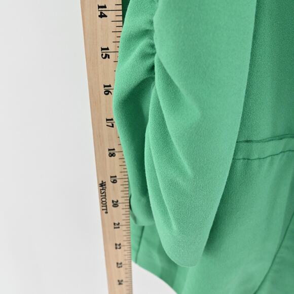 TORRID‎ Blazer Womens Size 5 Green Ruched 3/4 Sleeve Open Front Jacket Career - Picture 12 of 14